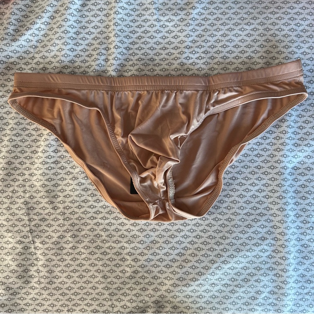 N2N Bodywear Brushed Poly Stretch Nude Tan Pouch Briefs Size Large NWT